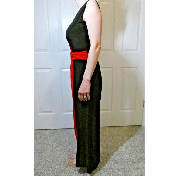 Liquid Size M Prom Dress Red Black Vintage Formal Unique Rare OOAK Slimming - Picture 4 of 12